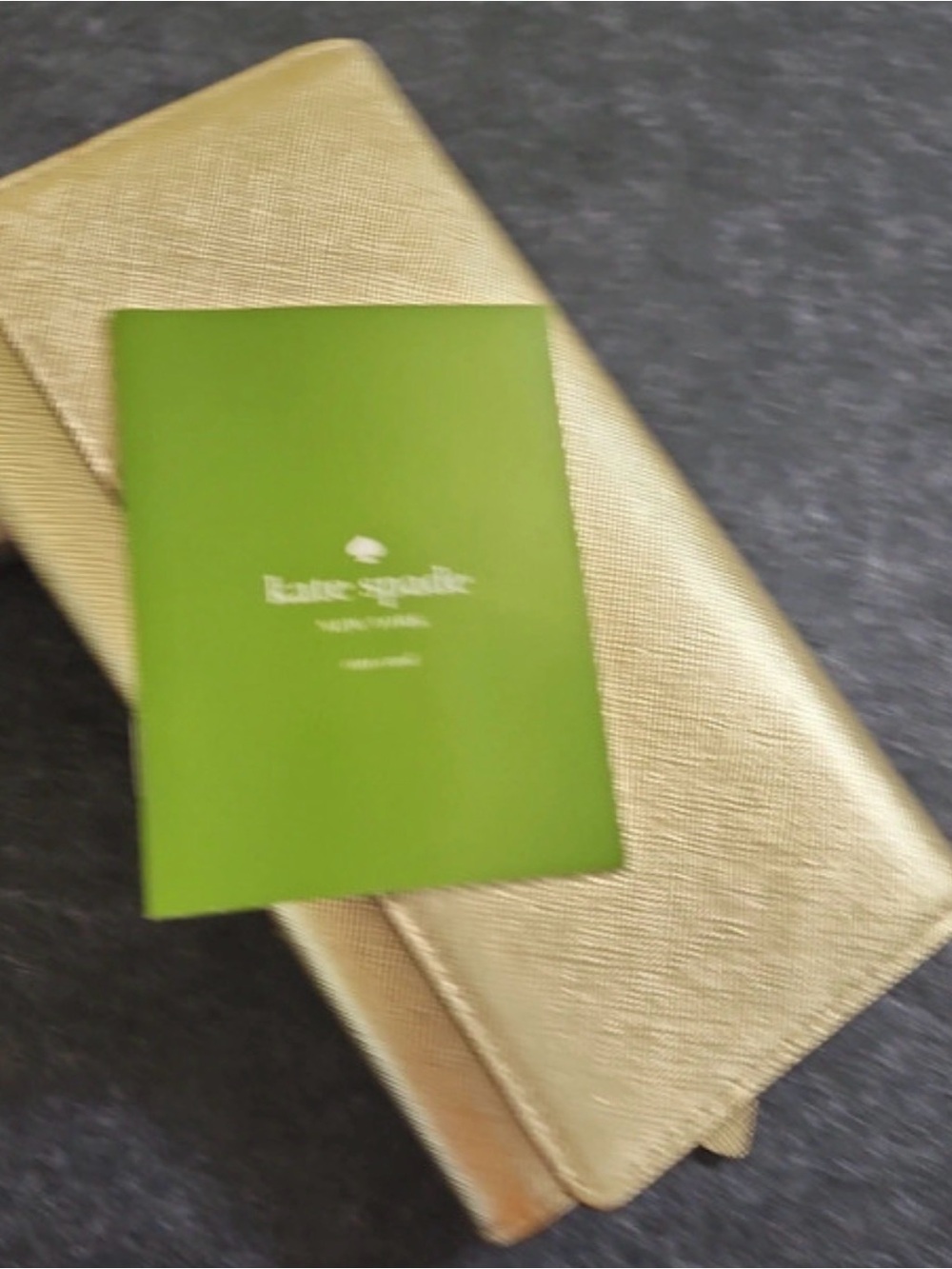 kate spade metallic gold textured fold wallet